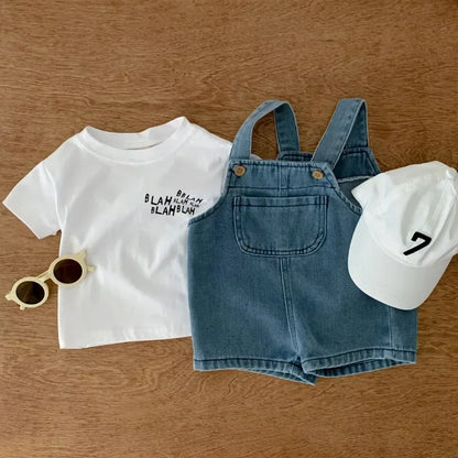 0-3 Years Toddler Baby Boy Clothes Sets Summer Short Sleeve Baby Tops Tee Overall Pants Casual Baby Girl Outfits Clothing
