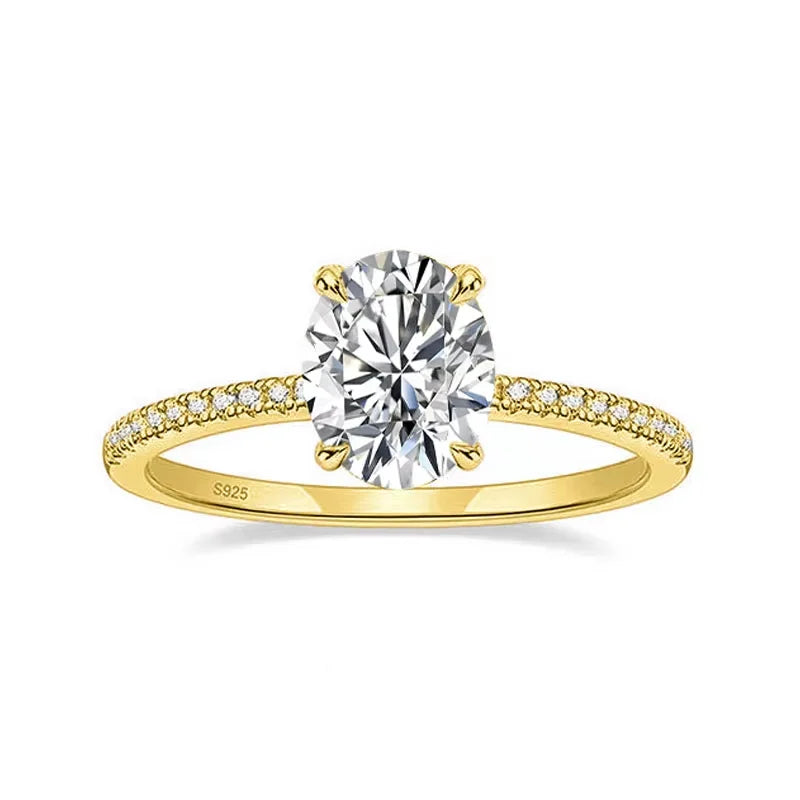 Oval Cut Moissanite Ring S925 Sterling Sliver Plated 18k White Gold Wedding Engagement Rings For Women