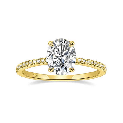 Oval Cut Moissanite Ring S925 Sterling Sliver Plated 18k White Gold Wedding Engagement Rings For Women