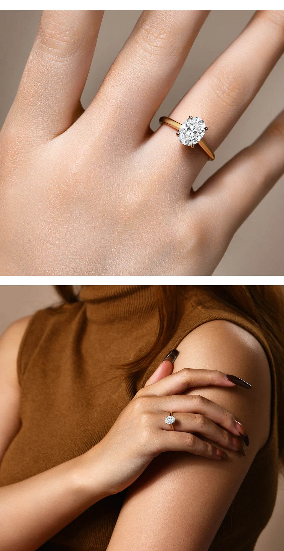 AU750 2.0CT Moissanite Ring Oval Cut Lab Diamond Solid 10K 14K 18K Gold For Women Engagement Bride Wedding Fine Jewelry