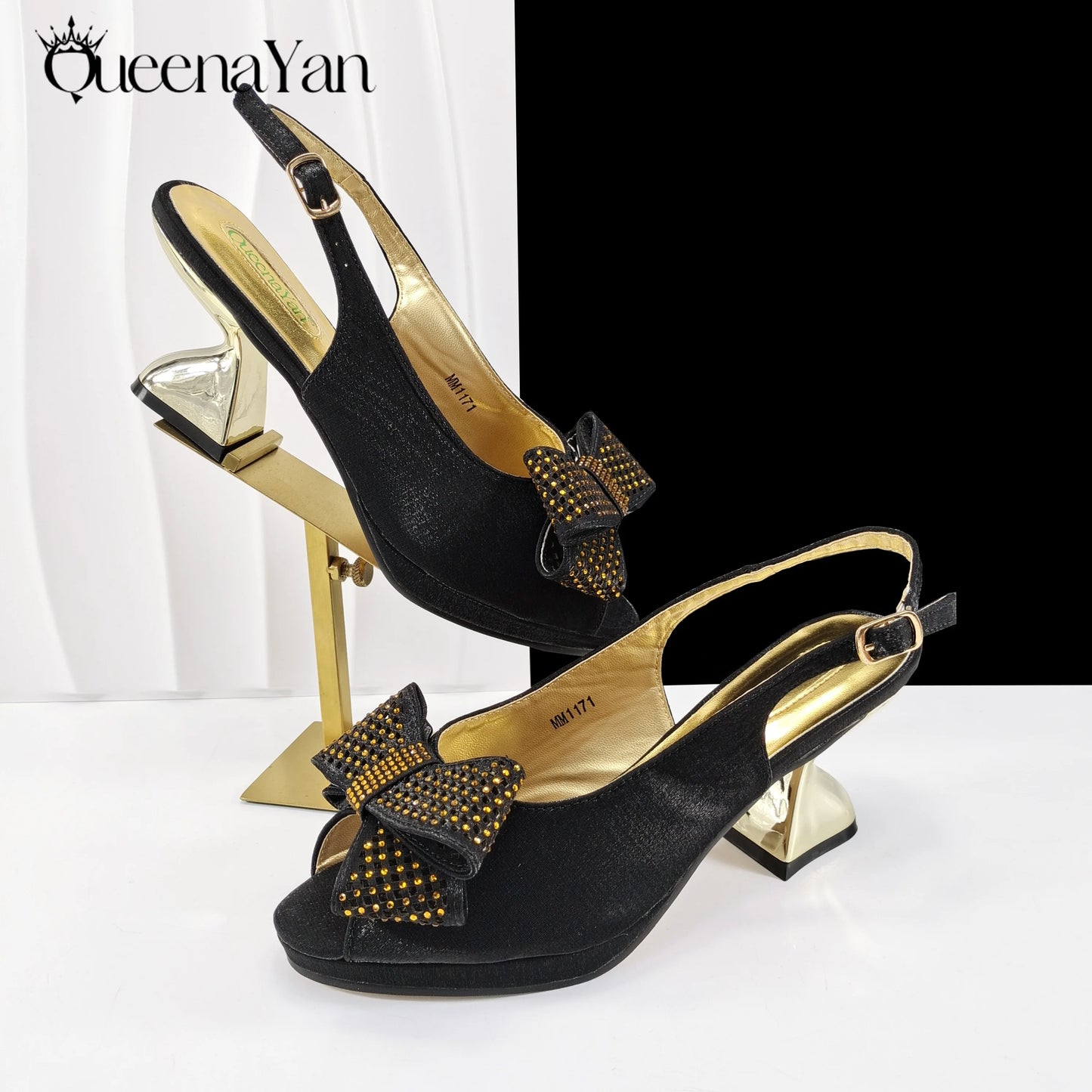 Elegant Women High Heels for Peep Toe Good Material Rhinestone Wine Sandals Italian Design Shoes and Bags Matching