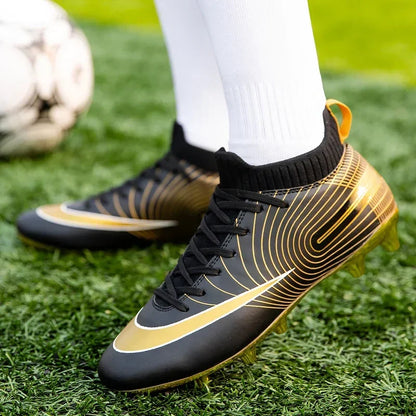Men Soccer Shoes Ankle Outdoor Long Spikes Football Boots TF Professional Grass Cleats Unisex Football Shoes Chuteira Society