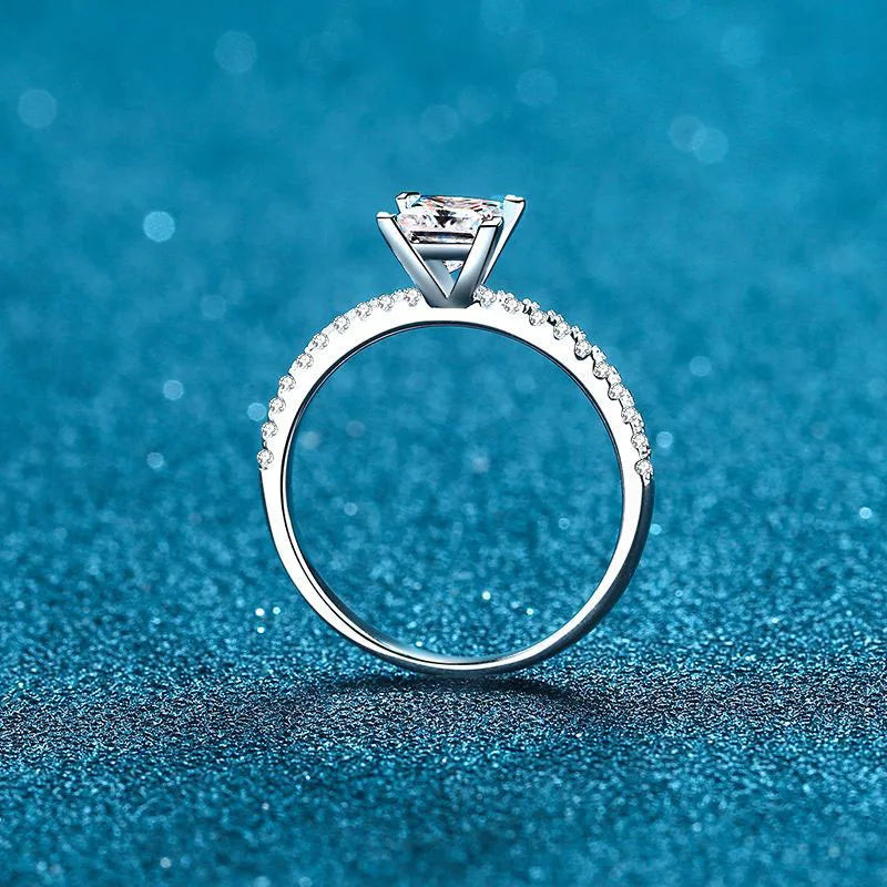 1ct 2ct Princess Moissanite Engagement Ring for Women D VVS1 Diamond Proposal Bridal Rings Sterling Silver Wedding Band