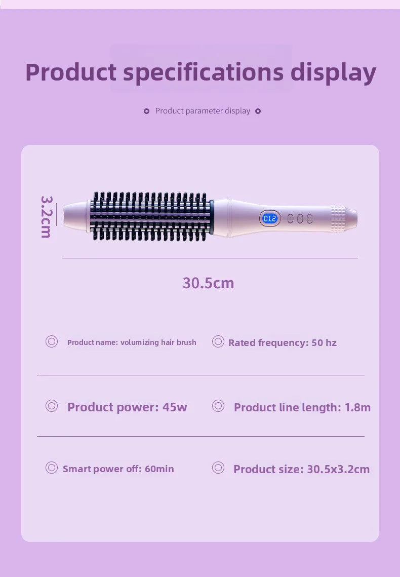 1.5 Inch 2-in-1 Thermal Brush Professional Negative Ion Curling Iron Brush Heated Round Brush for Blowout Volumizing, Portabl