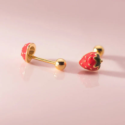 Real 925 Sterling Silver Mushroom Piercing Screw Ball Stud Earrings for Women Minimalist Fine Jewelry Plant Accessories