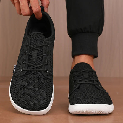Tênis Esportivo de Malha Exclusivo Flexível de Bico Largo Respirável Minimalista para Caminhada Atividades ao Ar Livre Tênis Masculino Dobrável