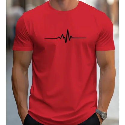 2025 Men's 100% Cotton Summer Loose Size Creative Graphic Printed Slim Fit Casual Sports Round Neck Short Sleeved T-shirt Top