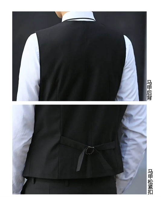 Suit Men Fashionable, Form-fitting Business Gentleman Striped Formal Suit, High-end Professional Wedding (Blazer+Vest+Pants)