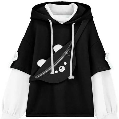 3XL Harajuku Aesthetic Bear Anime Hoodie Women Korean Kawaii Crewneck Long Sleeve Oversize Streetwear Kpop Y2K Winter Cloth Top