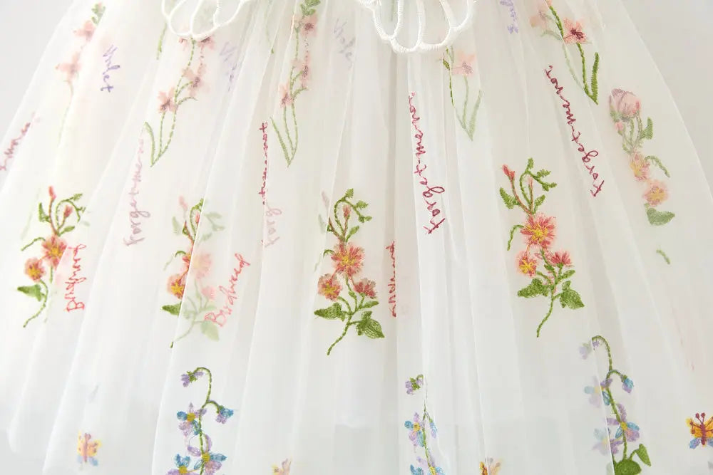 Girls Princess Dress with 3D Wings - Sparkle Tulle Sleeveless Gown, Fairy Puffy Party Dress for Birthday & Holiday