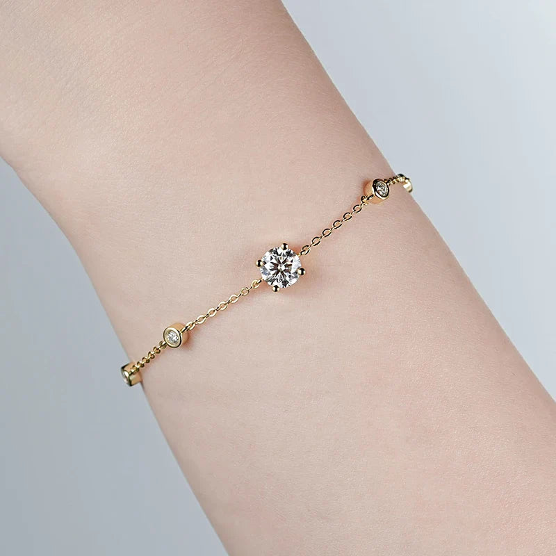 7 Stones 100% Real Moissanite Bracelets for Women D Color Four-claw S925 Sterling Silver Luxury Chain Lab Diamond Jewelry
