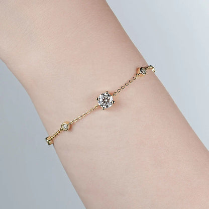 7 Stones 100% Real Moissanite Bracelets for Women D Color Four-claw S925 Sterling Silver Luxury Chain Lab Diamond Jewelry