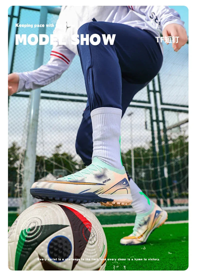 New Men Football Boots Ultralight Soccer Shoes Cleats Long Spikes Match Breathable Indoor Sneakers Training Drop Shipping
