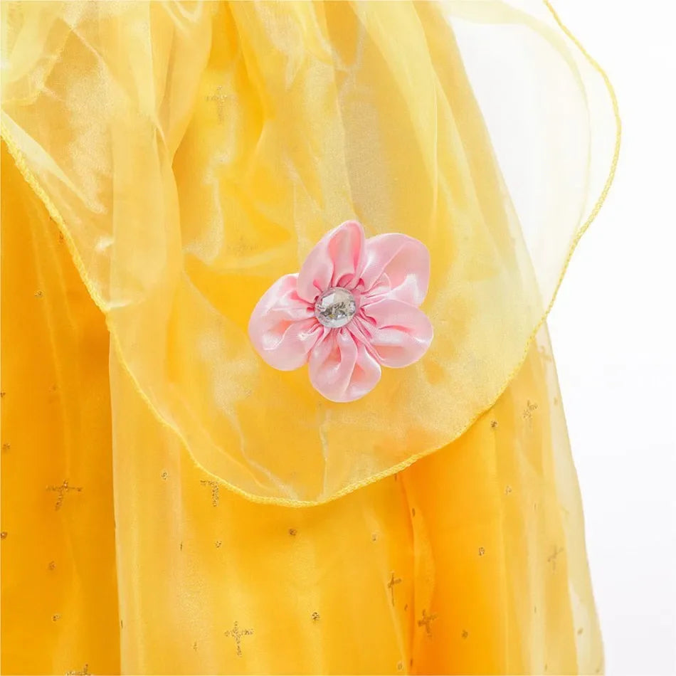 Girls Belle Dress Children Christmas Elegant Princess Costume Baby Summer Halloween Disguise Cosplay Party Fantasy 3-10 Years