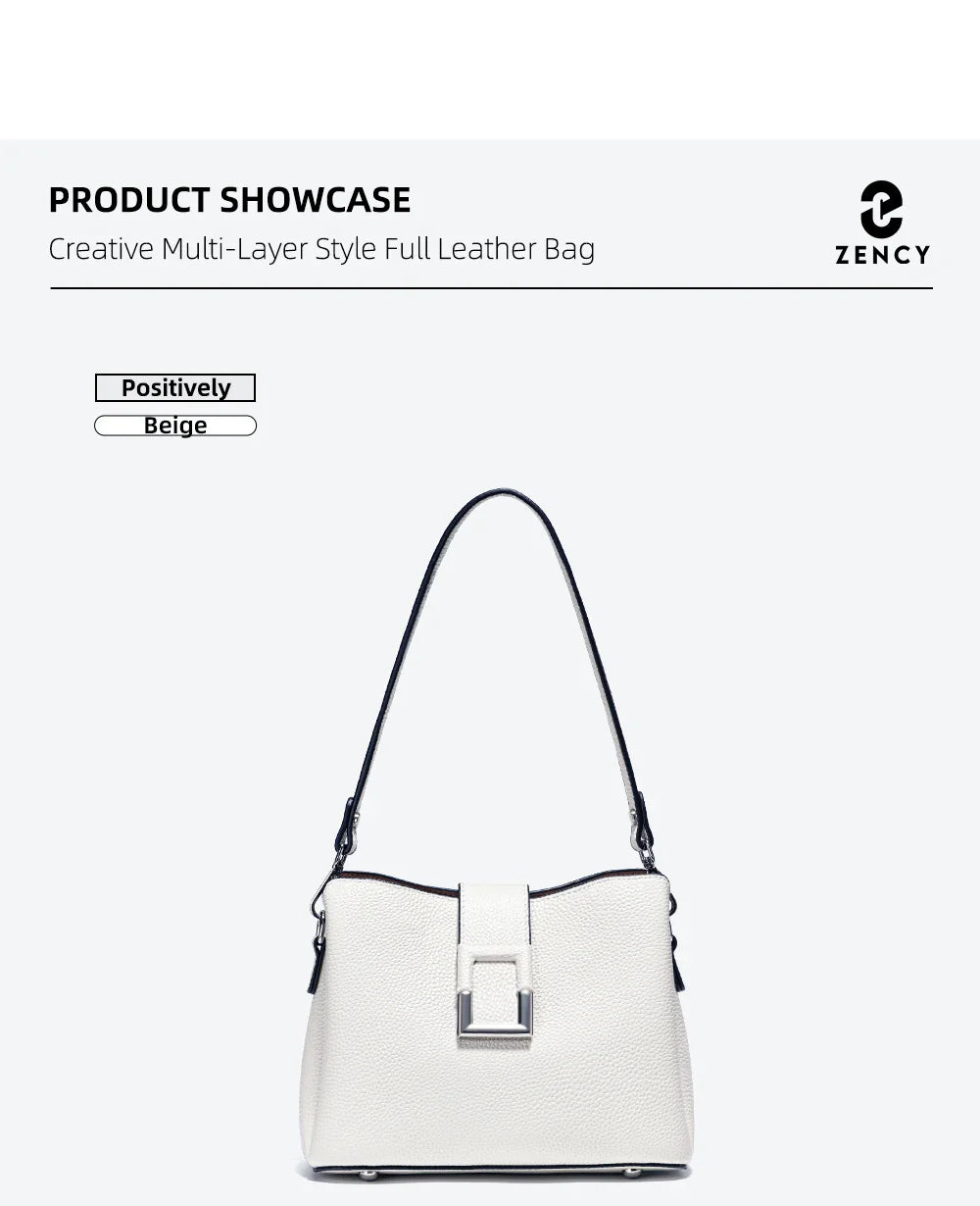 Genuine Leather White Designer Noble Shopper Shoulder Bag Commuter Large Bucket Handbag Women Tote Bucket Cross Body Bag