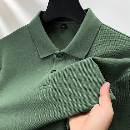 100% Cotton Polo Shirt, Four Seasons Universal  Leisure Long Sleeve, Breathable Lapels T-shirt, Perfect for Golf Sports Durable