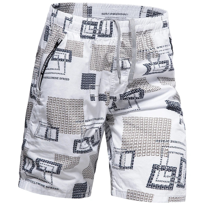 Men Elastic Waist Shorts Loose Fit Casual Sports Jogger Shorts Man Fashion Print Shorts Gym Cool Board Shorts