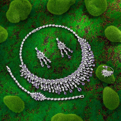 Cubic Zirconia Bridal Wedding Jewelry Set Bridal 4-piece Set Women's Jewelry Set Jewelry Brand Reproduction