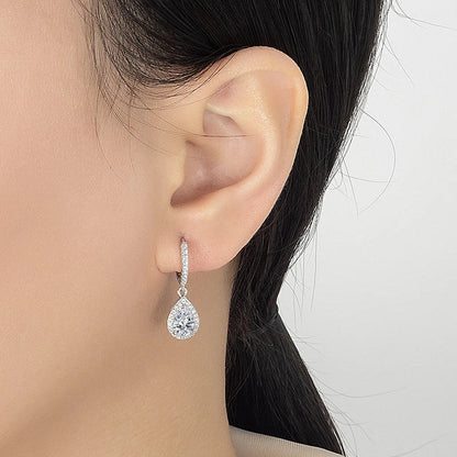 1CT Pear Cut Moissanite Earrings for Women S925 Pure Silver Laboratory Cultivated Diamonds Elegant Wedding Jewelry
