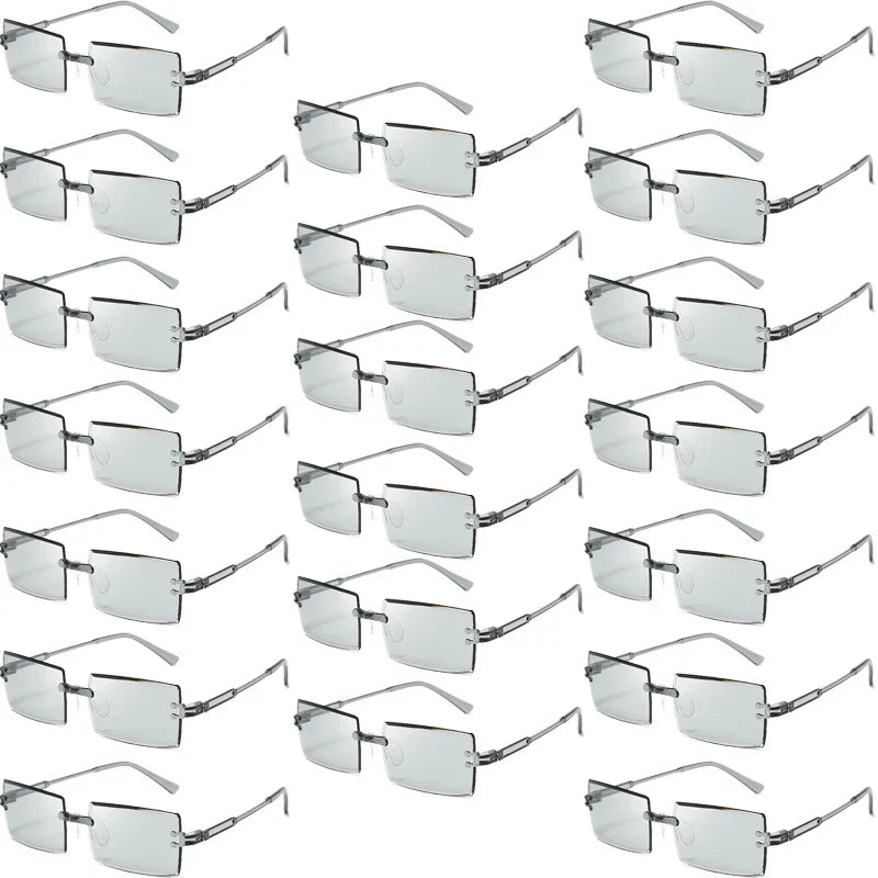 20 Pcs Per Set Rimless Rectangle Sunglasses Fashion Gradient Ocean Lenses Shades Ins Trendy Beach Vacation Sun Glasses