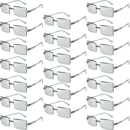 20 Pcs Per Set Rimless Rectangle Sunglasses Fashion Gradient Ocean Lenses Shades Ins Trendy Beach Vacation Sun Glasses