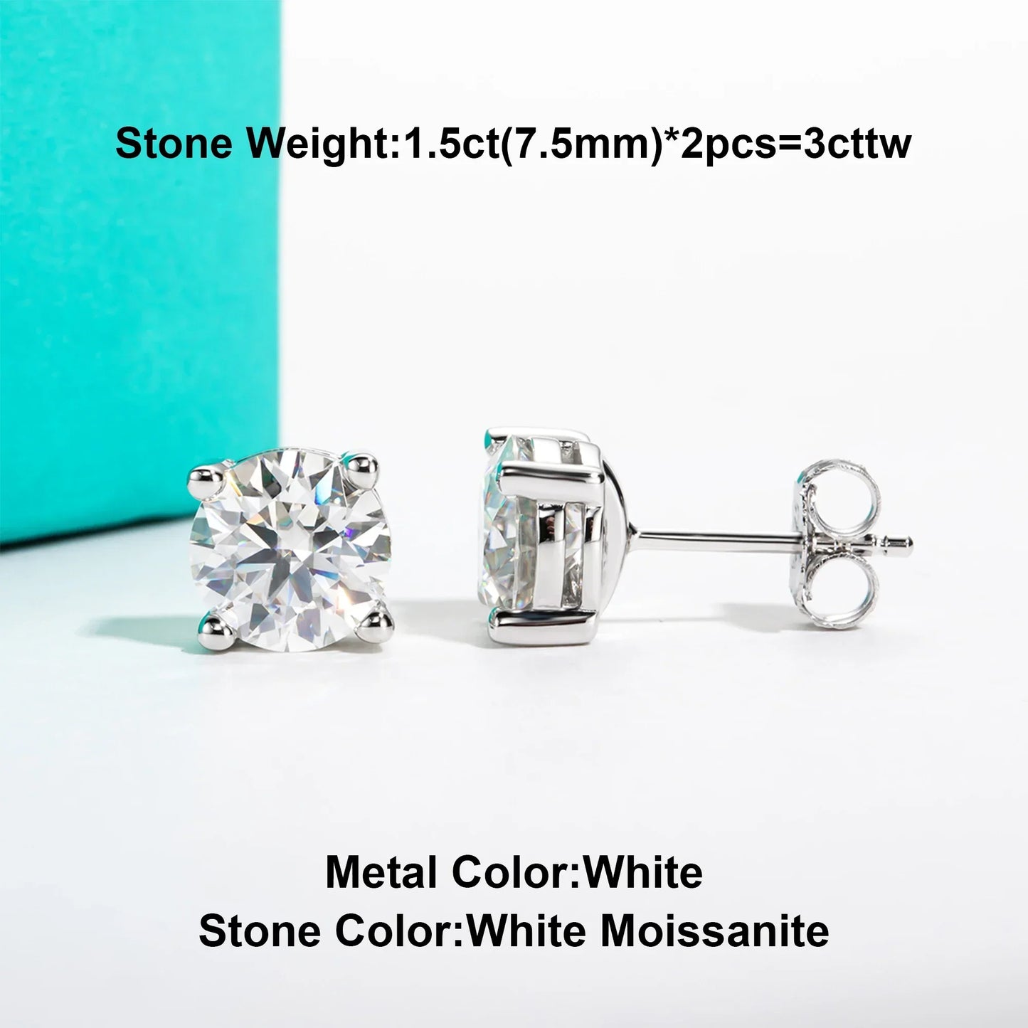 10k Gold 4/3/2/1.6/1/0.6ct Moissanite Stud Earrings For Women Real 10K Gold Post Anti-allergy Men Earrings Jewelry