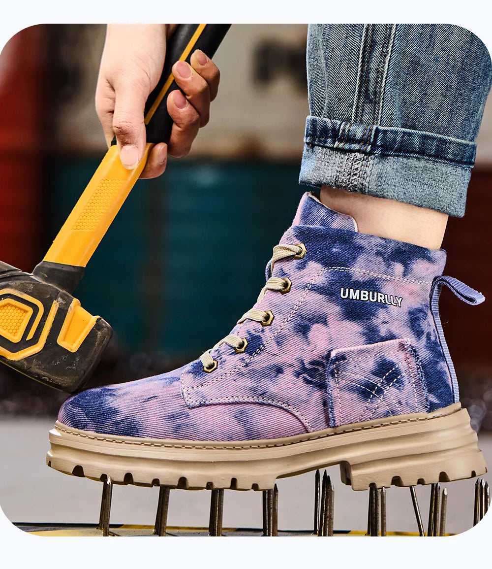 2025 New Fashion Women's Safety Shoes Smashing Steel Head Puncture Proof Kevlar Street Outdoor Light Women's Work Boots