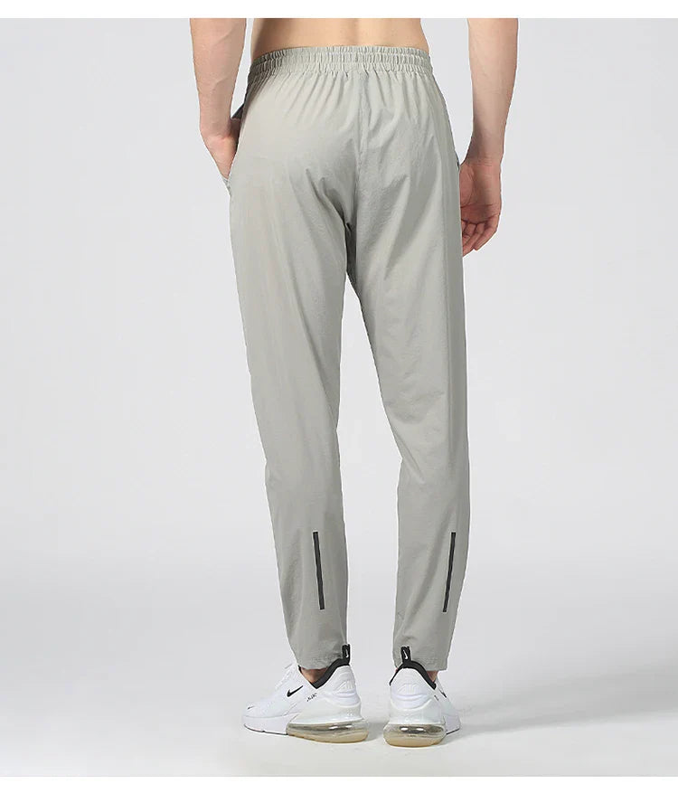 Gym Fitness Trousers Men's Pencil Pants Tight Jogging Running Breathable Quick-Drying Ice Silk Sports Wind Casual Fashion Pants