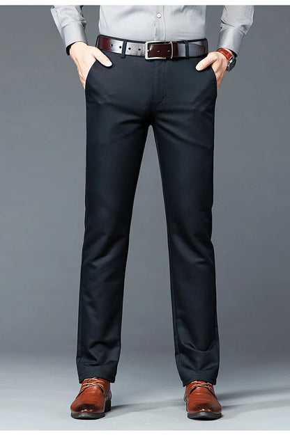 6 Colors Male Autumn Winter Casual Pants Chic Straight Formal Office Luxury Trousers Fashion Elastic Men Business Suit Pants