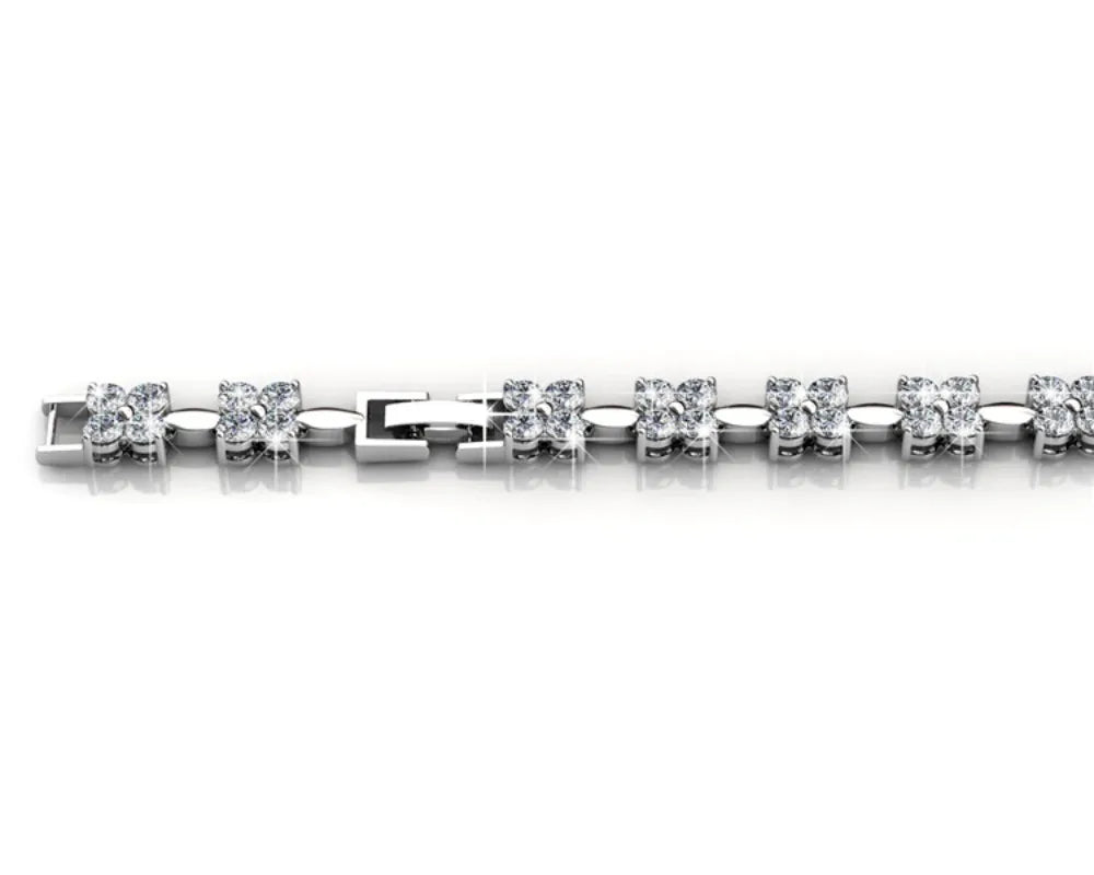 Flower Bracele Embellished with Premium Swarovski Crystals T Quality Brass with 18K Rose Gold Plated Wedding Bridal Gift