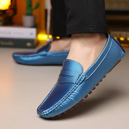 Fashion Men Leather Casual Shoes Soft Lightweight Breathable Slip-on Mens Driving Shoes Comfortable Loafers Moccasins
