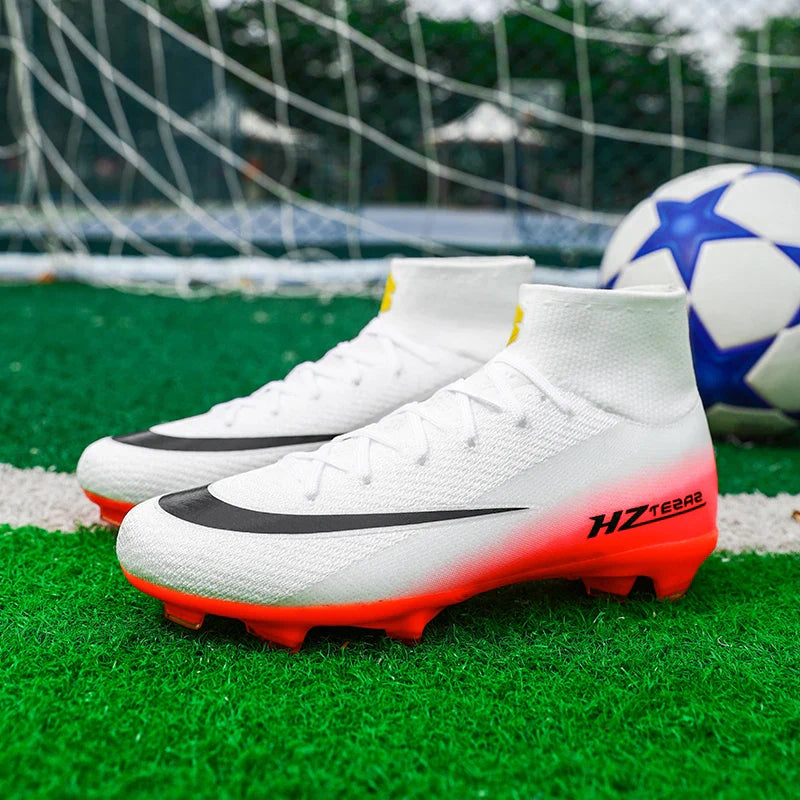 New Men Soccer Shoes Boys Cleats Adult Outdoor Breathable Football Boots Training Sport Long Spikes Non Slip Match Comfortable
