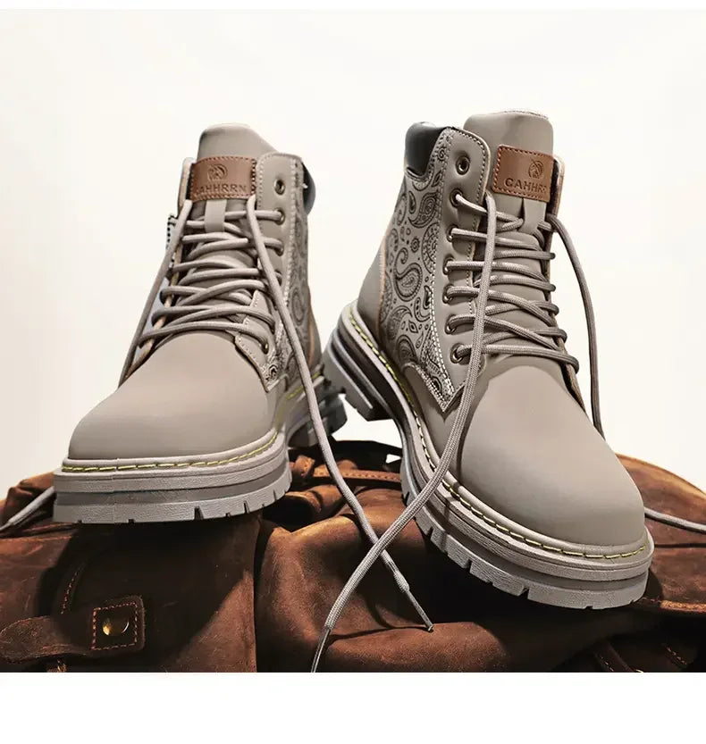 Four Seasons Men's Professional Motorcycle Riding Boots Large Size High Top Casual Leather Boots Fashion British Anti-skid Boots