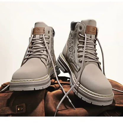 Four Seasons Men's Professional Motorcycle Riding Boots Large Size High Top Casual Leather Boots Fashion British Anti-skid Boots