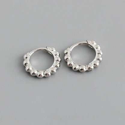 925 Sterling Silver Simple Fashion Glossy Beads Gold Huggies Hoop Earrings for Women Gothic Piercing Jewelry Accessories