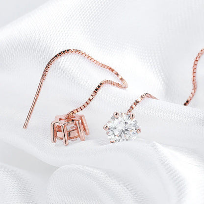 5/6.5mm Tassel Moissanite Drop Earrings Lab Diamond Sparkling Women Wedding Jewelry Pure 925 Silver Plated 18K Earring