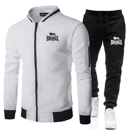 Spring and Autumn Men's Fashion Street Stand up Collar Set Jacket, Outdoor Casual Pocket Zipper Men's Baseball Set
