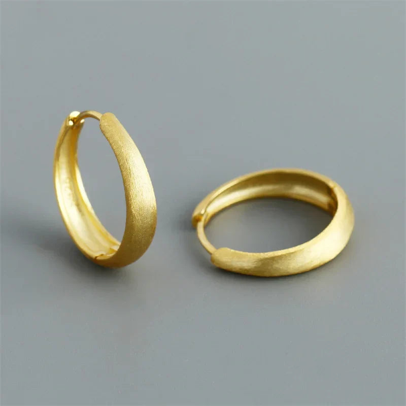 925 Sterling Silver Simple Statement Matte Large Huggies Hoop Earrings for Men Women Fine Gothic Punk Charms S925 Jewelry