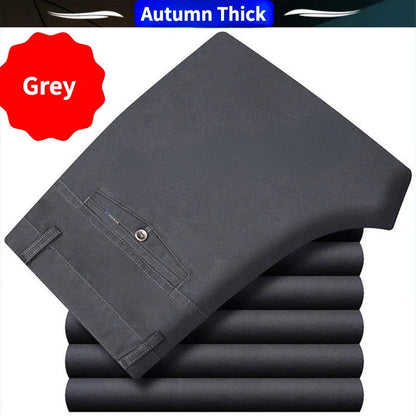 Summer Thin Men's Casual Autumn Thick 100% Cotton Suit Pants Classic Business Fashion Stretch Trousers Male Brand Clothes GOZBKF