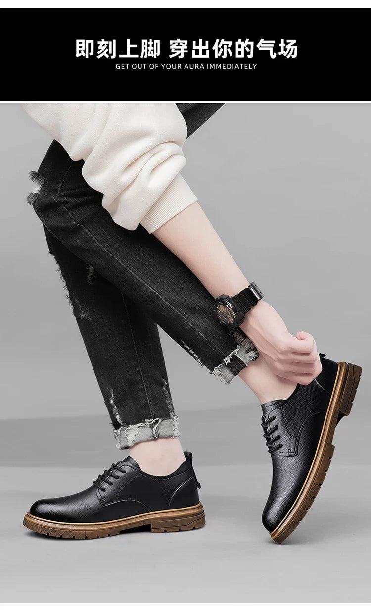 handmade men's shoes business casual leather shoes breathable soft sole comfortable classic lace-up men's shoes
