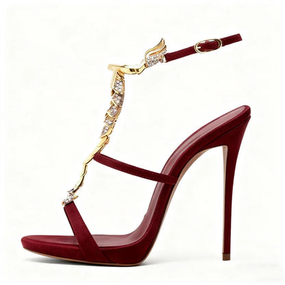 Shiny Crystal Rhinestone Gold Metal Decoration Pumps Sexy Pointed Toe Thin Heel New Arrvials Fashion Women Modern Shoes