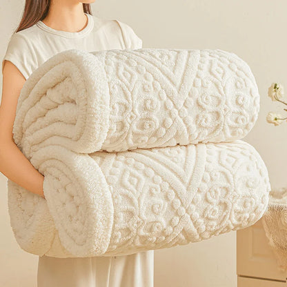 Ultra Soft Double Layer Fleece Blanket for Bed Thickened Cozy Velvet Warmth Blanket Autumn Winter Plush Blankets for Sofa Nap