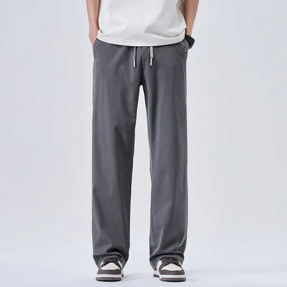 Brand Soft Jeans for Men Spring Thin Draped Comfortable Straight Trousers Drawstring Male Baggy Denim Pants Streetwear