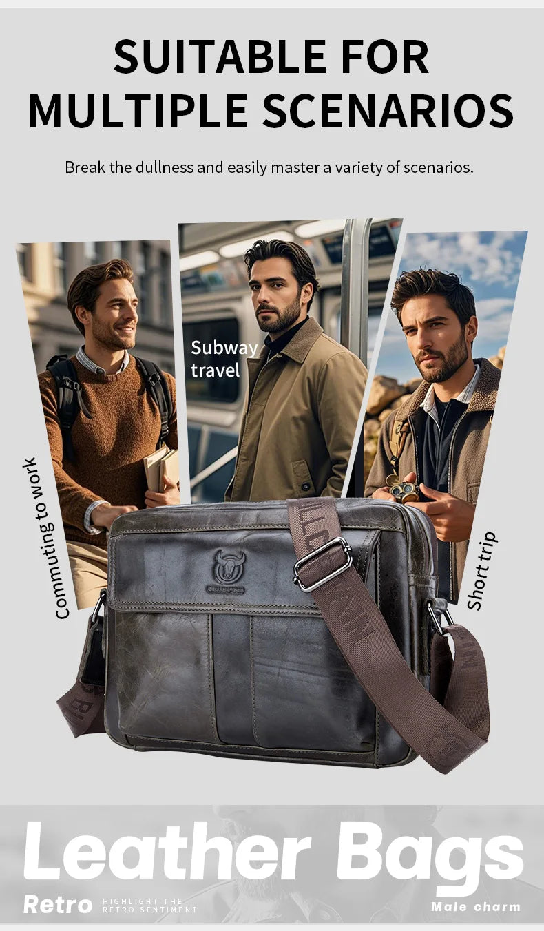 Genuine Leather Men's Crossbody Bag Large Capacity Casual Multifunctional Handbag A Fashion Business Briefcase