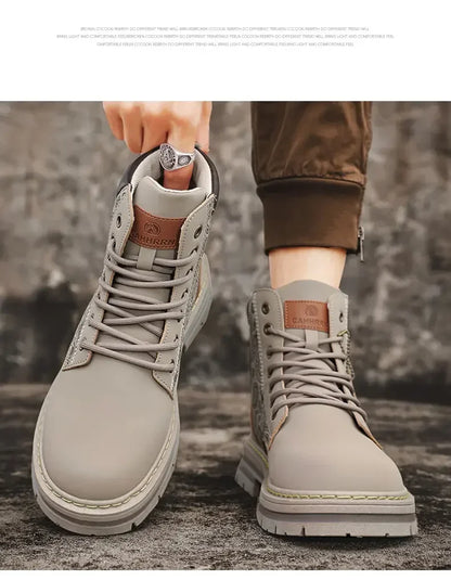Four Seasons Men's Professional Motorcycle Riding Boots Large Size High Top Casual Leather Boots Fashion British Anti-skid Boots