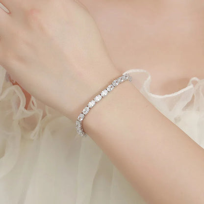 0.3-1.5CT Oval Cut Moissanite Hip-hop Tennis Bracelets for Women Men Lab Diamond Wedding Party 100% S925 Silver Chain