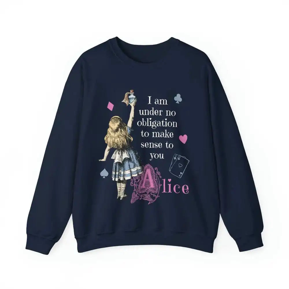 Alice in Wonderland Sweater Bookish Sweatshirt Alice in Wonderland Literary Comfort Fleece Sweatshirt Crewneck Y2K Streetwear
