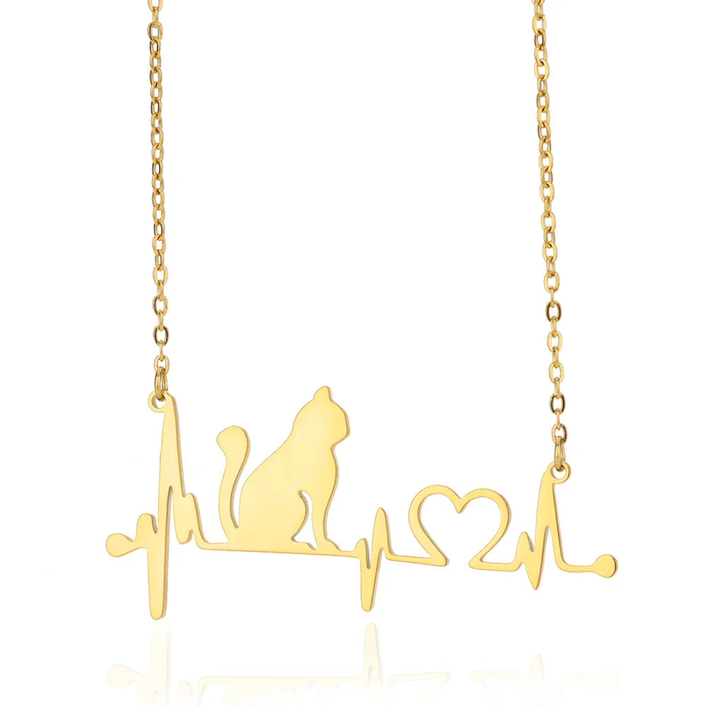 Stainless Steel Love Heart Pendant Necklace For Women Fashion Gold Color Flower Necklace Couple Aesthetic Jewelry Accessories