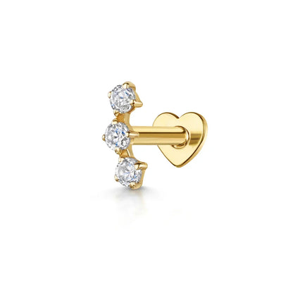 1PC 925 Sterling Silver Crown Horse Eye Zircon Heart Flat Head Cartilage Piercing Stud Earring For Women Claasic Earring