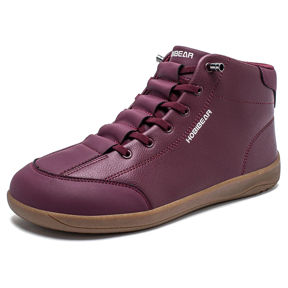 Mid-Top Barefoot Shoes Unisex Wide Toe Minimalist Ankle Boots Artificial Leather Outdoor Non-Slip Sneaker
